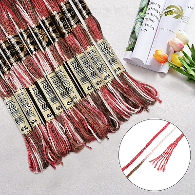 10 Skeins 6-Ply Polyester Embroidery Floss OCOR-CY0002-99D-1