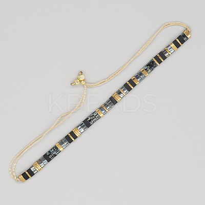 Vintage Ethnic Style Adjustable Glass Tila Beaded Handmade Slider Bracelets for Women ZN9527-13-1