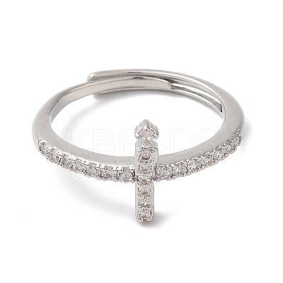 Rack Plating Brass Cubic Zirconia Arabic Letters Adjustable Rings for Women RJEW-S407-10P-08-1