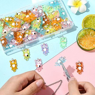 70Pcs 7 Colors Luminous Transparent Resin Pendants FIND-CJ0004-53-1