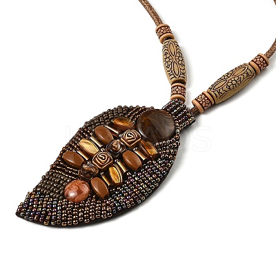 Retro Style Glass & Acrylic & CCB Beads Pendant Necklaces NJEW-Q349-01E-1