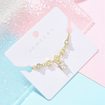 Brass Micro Pave Clear Cubic Zirconia Charm Bracelets for Women BJEW-C083-01B-G-1
