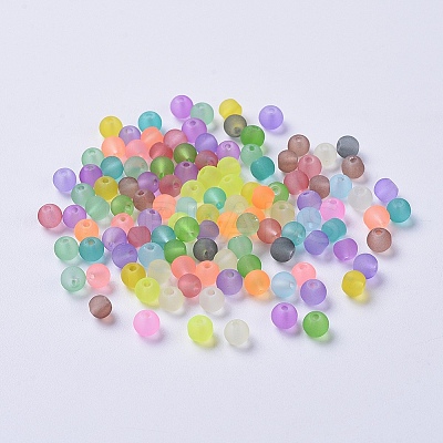 Transparent Frosted Glass Beads FGLA-R001-4mm-M-1