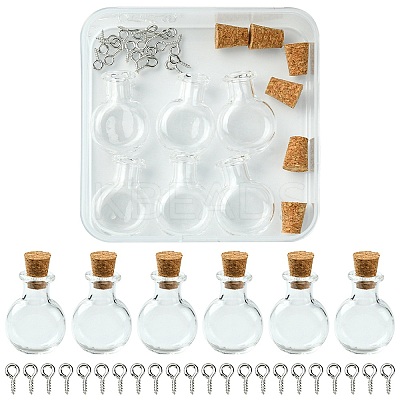 6Pcs Clear Mini High Borosilicate Glass Bottle Bead Containers AJEW-FS0001-09A-1