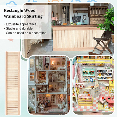 Rectangle Wood Wainboard Skirting DIY-WH0430-756A-1