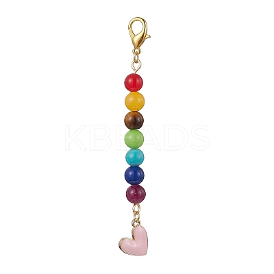 Alloy Enamel Heart Pendant Decorations HJEW-JM01507-03-1