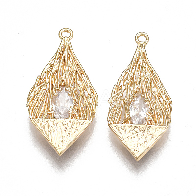 Brass Filigree Pendants KK-T038-436G-1