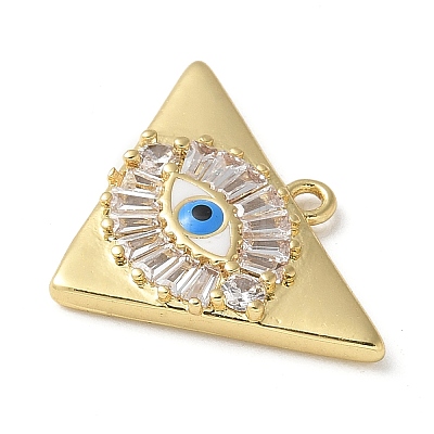 Rack Plating Brass Micro Pave Cubic Zirconia Enamel Pendants KK-P290-56B-G-1