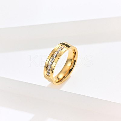 304 Stainless Steel Micro Pave Cubic Zirconia Finger Rings FS-WGAD461-16-1