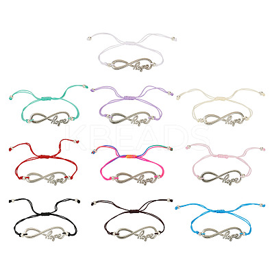10Pcs 10 Color Alloy Infinity with Hope Link Bracelets Set for Men Women BJEW-TAC0008-02-1