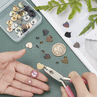 30Pcs 5 Colors Ion Plating(IP) Heart Shape 304 Stainless Steel Stud Earring Findings EJEW-UN0001-68-1
