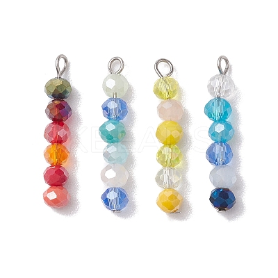 4Pcs 4 Colors Glass Pendants PALLOY-JF02630-1