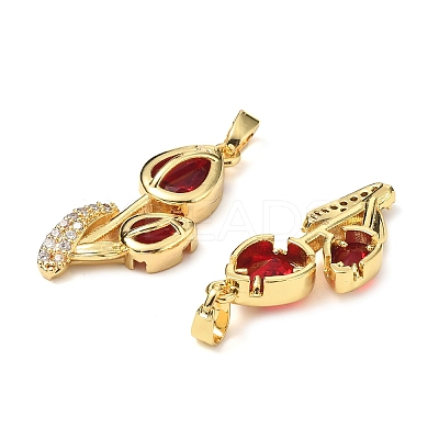 Brass Micro Pave Cubic Zirconia Pendants KK-G533-04G-03-1