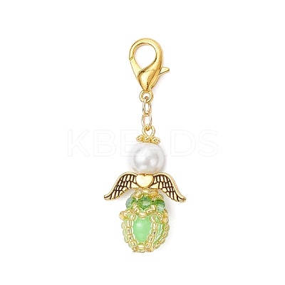 Luminous Acrylic & Handmade Glass Seed Beaded Pendants Decorations HJEW-MZ00379-03-1