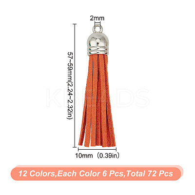 72Pcs 12 Colors Flocking Faux Suede Tassel Pendants Decorations FIND-GO0001-83-1