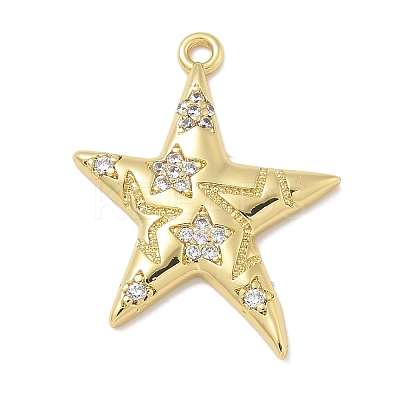 Rack Plating Brass Micro Pave Cubic Zirconia Pendants X-KK-L224-015G-1