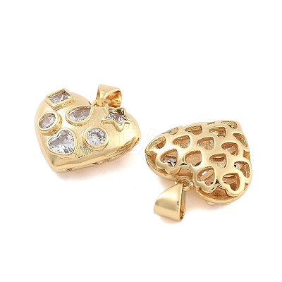 Brass Pave Clear Cubic Zirconia Pendants KK-U009-05C-G-1