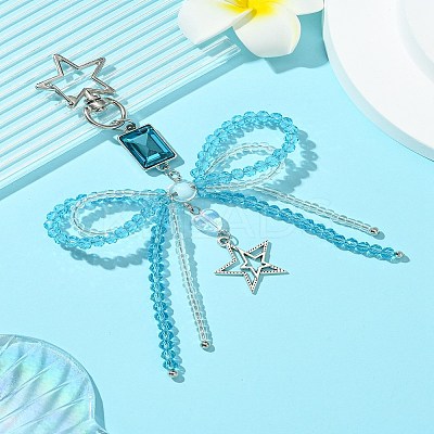 Alloy Glass Chip Pendant Decoration HJEW-FZ00040-1