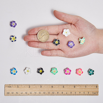 Handmade Polymer Clay 3D Flower Plumeria Beads CLAY-SC0001-02-1