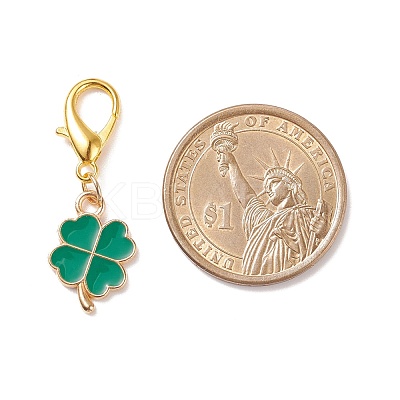 Alloy Enamel Clover Pendant Decorations HJEW-JM00661-04-1