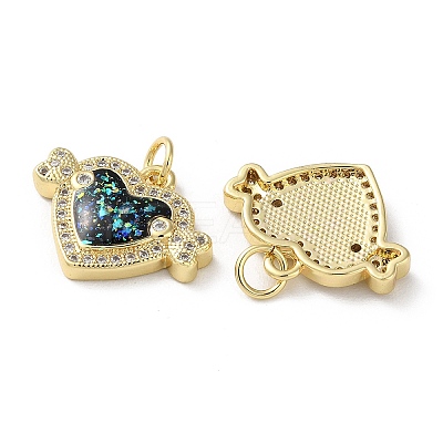 Brass Micro Pave Clear Cubic Zirconia Pendants KK-C045-36G-1