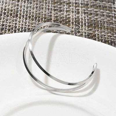 304 Stainless Steel C-Shaped Stud Earrings for Women EJEW-M089-04P-1