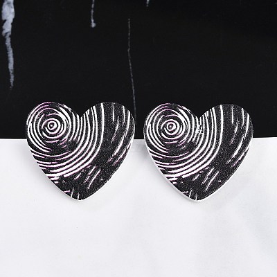 Heart Acrylic Printed Stud Earrings for Women EJEW-G418-01D-1