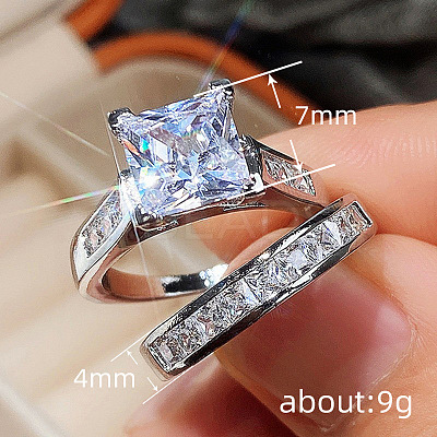 2Pcs 2 Styles Brass Micro Pave Clear Cubic Zirconia Finger Rings for Women WGF1148-01-1