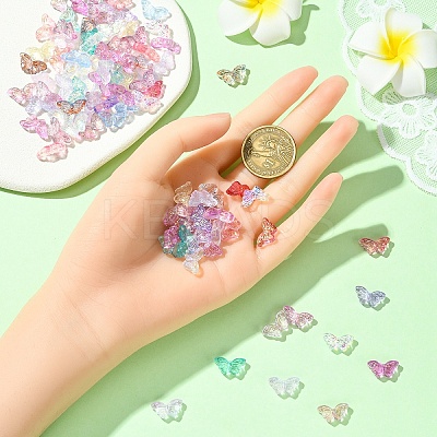 100Pcs Transparent Spray Painted Glass Beads GLAA-YW0005-09-1