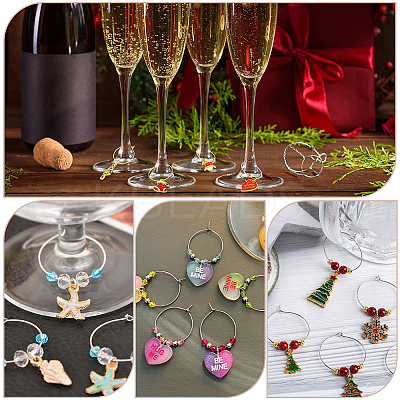 160Pcs 4 Style Brass Wine Glass Charm Rings KK-SP0001-33P-1