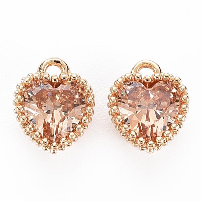 Brass Micro Pave Cubic Zirconia Charms KK-S356-773L-1