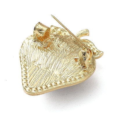 Strawberry Crystal Rhinestone & Acrylic Brooch LS-JEWB-G040-01G-1