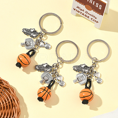 20Pcs Alloy & Wood Keychain KEYC-SC0001-59B-1