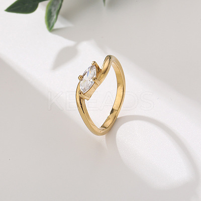 304 Stainless Steel & Cubic Zirconia Finger Rings for Women WG54E70-01-1