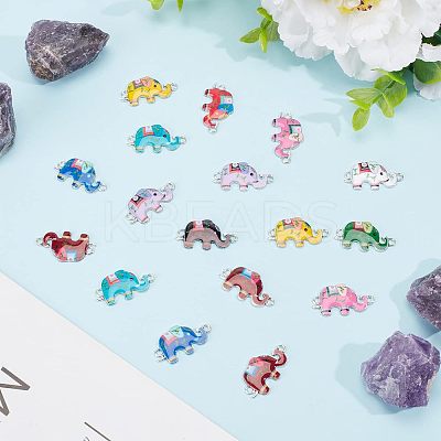 56Pcs 14 Colors Zinc Alloy with Enamel Elephant Connector Charms FIND-CA0005-18-1