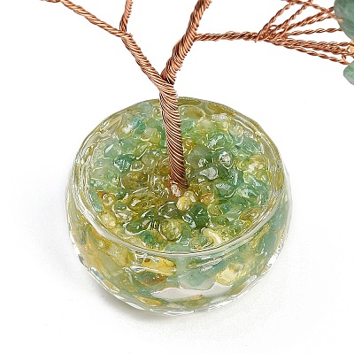 Natural Green Aventurine and Yellow Quartz Chips Tree of Life Decorations DJEW-B013-01G-1