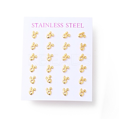 304 Stainless Steel Tiny Rabbit Stud Earrings with 316 Stainless Steel Pins for Women EJEW-J043-04G-1
