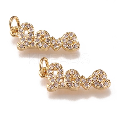 Brass Micro Pave Clear Cubic Zirconia Pendants ZIRC-N040-13-G-1