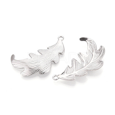 304 Stainless Steel Leaf Pendants STAS-T069-39P-1
