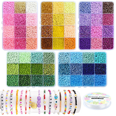 DIY Round Glass Seed Beads Bracelets Jewelry Making Kits DIY-YW0010-35-1