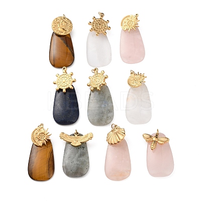 Natural Mixed Gemstone Pendants G-M400-01G-1