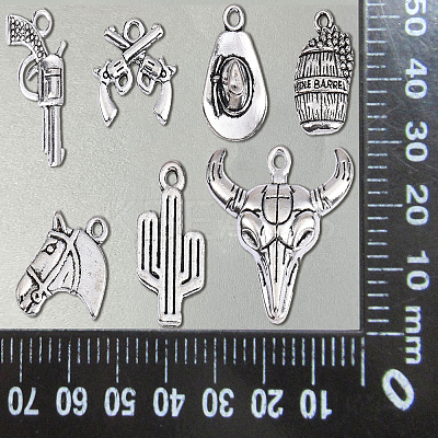 100 pcs 10 Style Tibetan Style Alloy Pendants TIBEP-CJ0001-32-1