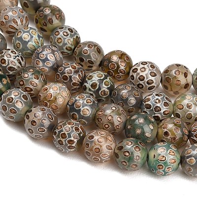 Tibetan Style dZi Beads Strands GG-NH0001-A03-8MM-1
