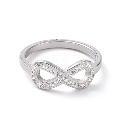 Crystal Rhinestone Infinity Finger Ring RJEW-D120-01P-1