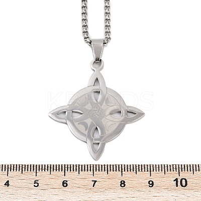 201 Stainless Steel Trinity Knot Wish Knot Pendant Necklaces for Men Women LS-NJEW-K283-36P-1