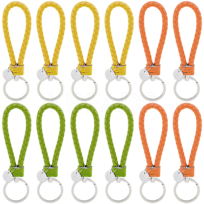 12Pcs 3 Colors PU Leather Knitting Keychains KEYC-CL0001-20C-1
