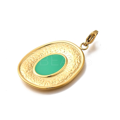 Oval 304 Stainless Steel Enamel Pendant Decorations STAS-R159-47G-02-1