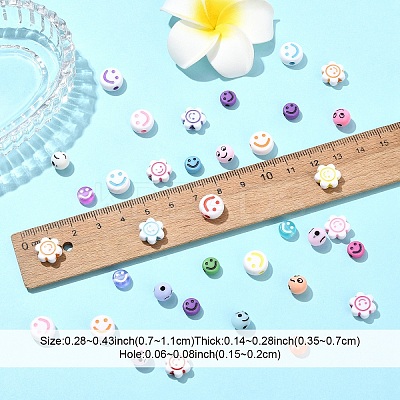 5 Styles Opaque & Transparent Craft Acrylic Beads MACR-YW0003-48A-1