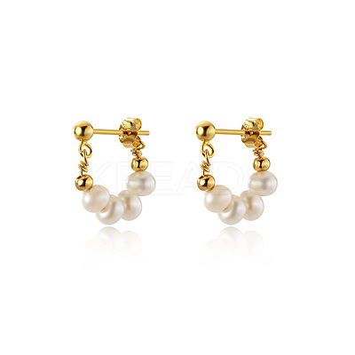 Alloy Plastic Imitation Pearl Round Hoop Earrings FS-WG1FEF0-01-1