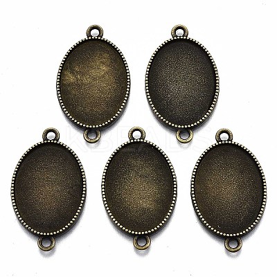 Tibetan Style Oval Alloy Cabochon Connector Settings LS-TIBE-Q038-002B-AB-NR-1